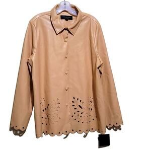 Marc New York Tan Faux leather Jacket Sz Xlarge   NWT